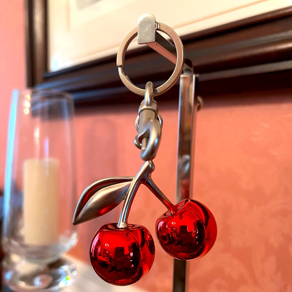 Large Solid Red Glossy Cherry Fashion Key Fob/Purse Bag Charm
